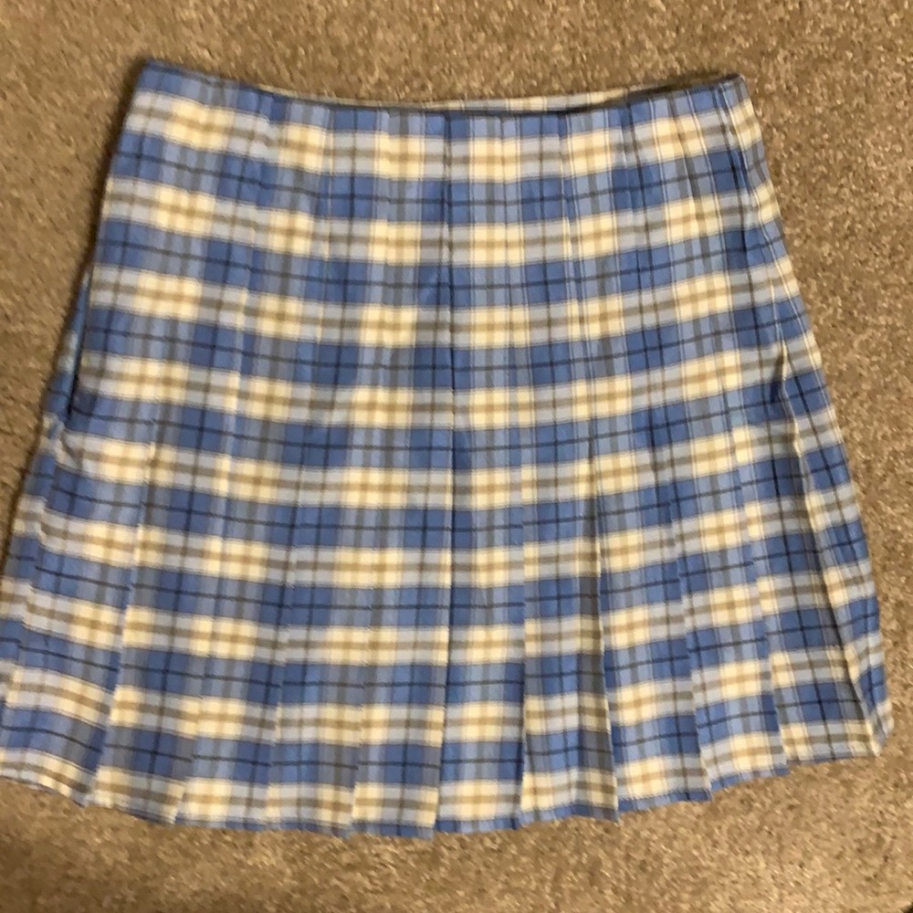 Shein, Blue Plaid Mini Skirt